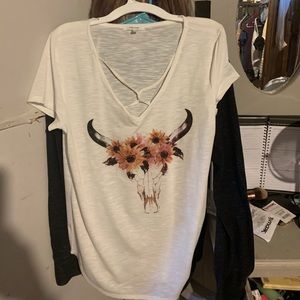 Bull skull floral t shirt. Maurice’s
